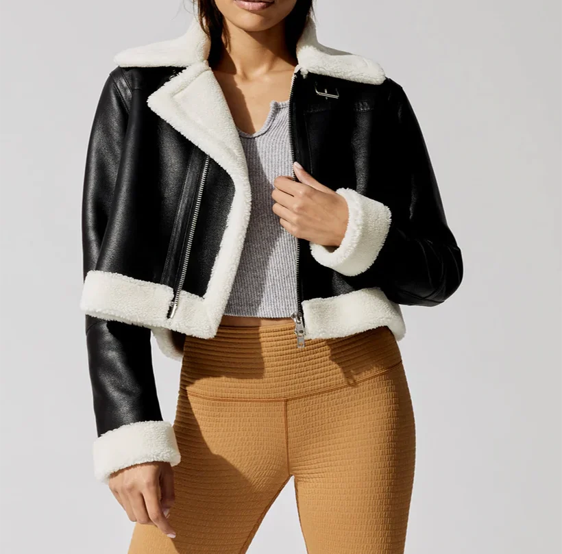 Custom Outdoor Winter High Rated Genuine Leather Jackets Women PU Leather Jacket Faux Fur Coat