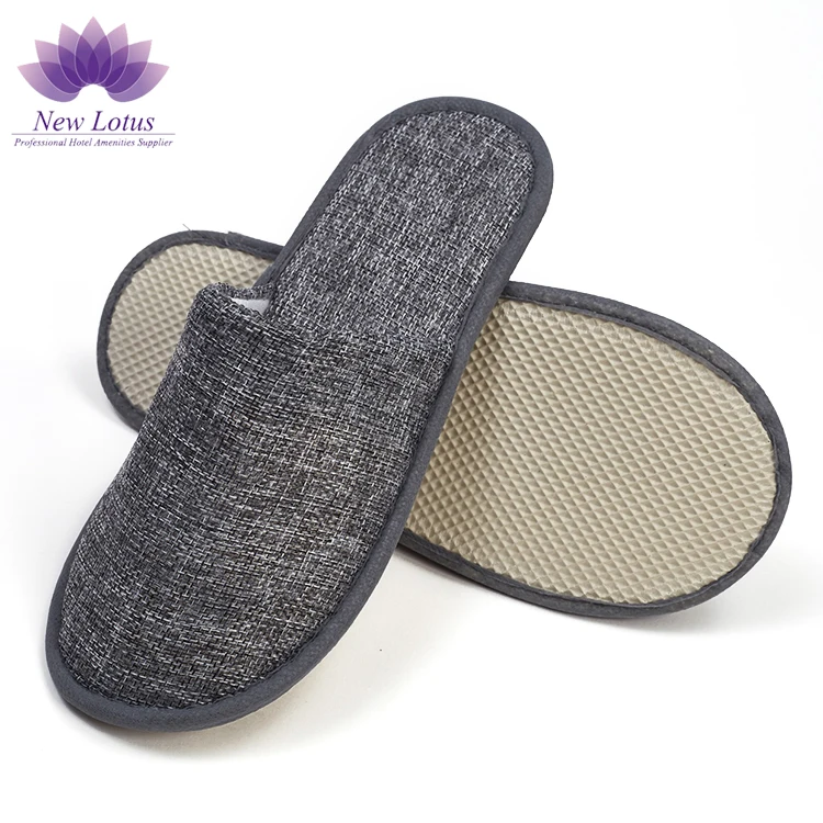 Wholesale SPA Disposable Hotel Washable Closed Toe Linen Slipper Made In China