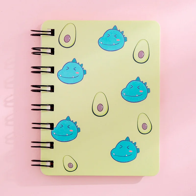 Wholesale Student Stationery Rounded Corners Cute Dinosaur Double Spiral Coil Mini Notebook For Children