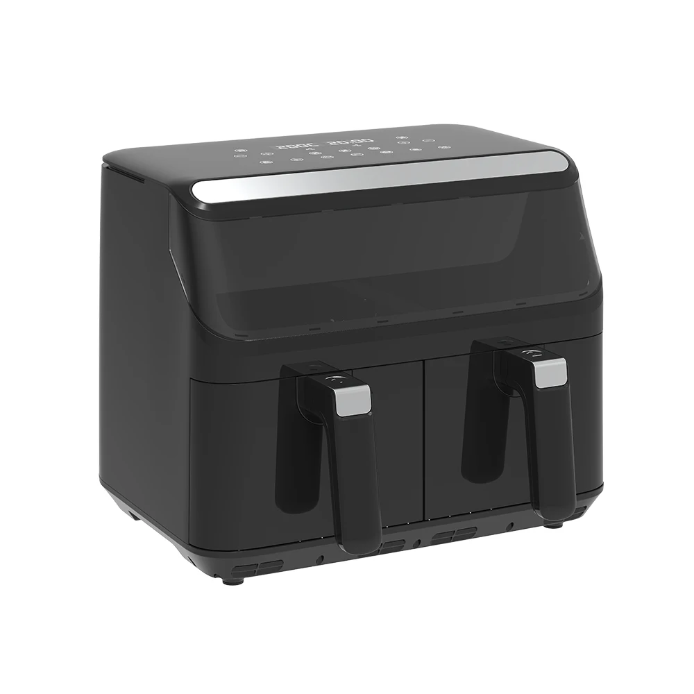 Household Hot Air Fryer De 8L Stainless Steel Touchscreen Dual 4L Capacity Temperature Control Timer Control