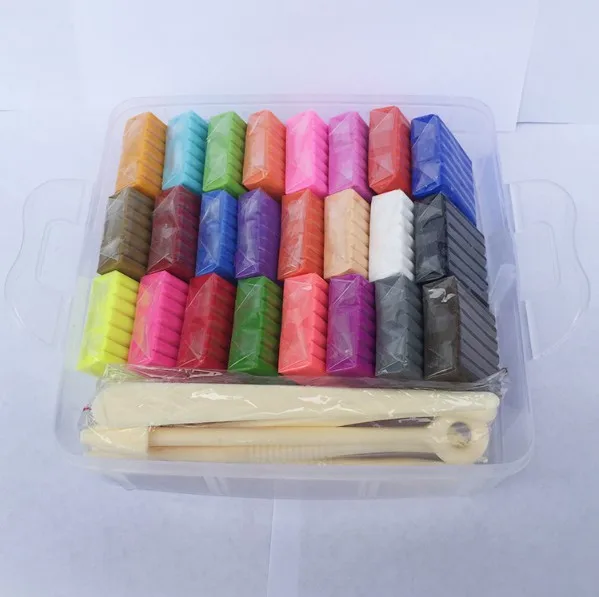 New product hot sale 24 color 32/50 color plasticine portable box soft clay colored pottery tool diy set