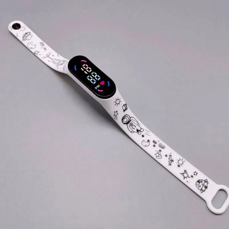 New LED Digital Watch LED Display Touch Children Watch With Colorful Band  Bracelet Watch