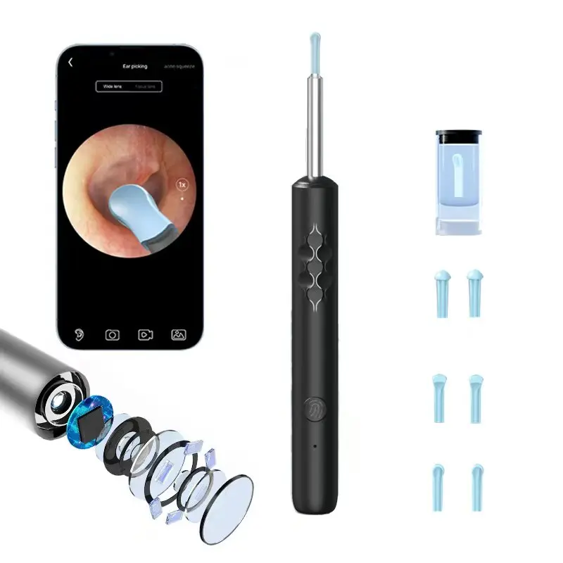 A-Smart Visual Ear Spoon 6 LED Lights Baby Wireless Wax Remover HD Endoscope Ear Cleaner USB Camera ABS PC Material OEM Service