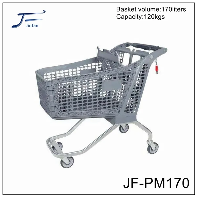 Supermarket Store Plastic  Shopping Trolley Mobile Grocery Shopping Cart The Best 125 Liters Plastic Parts Anti-uv Unfolding