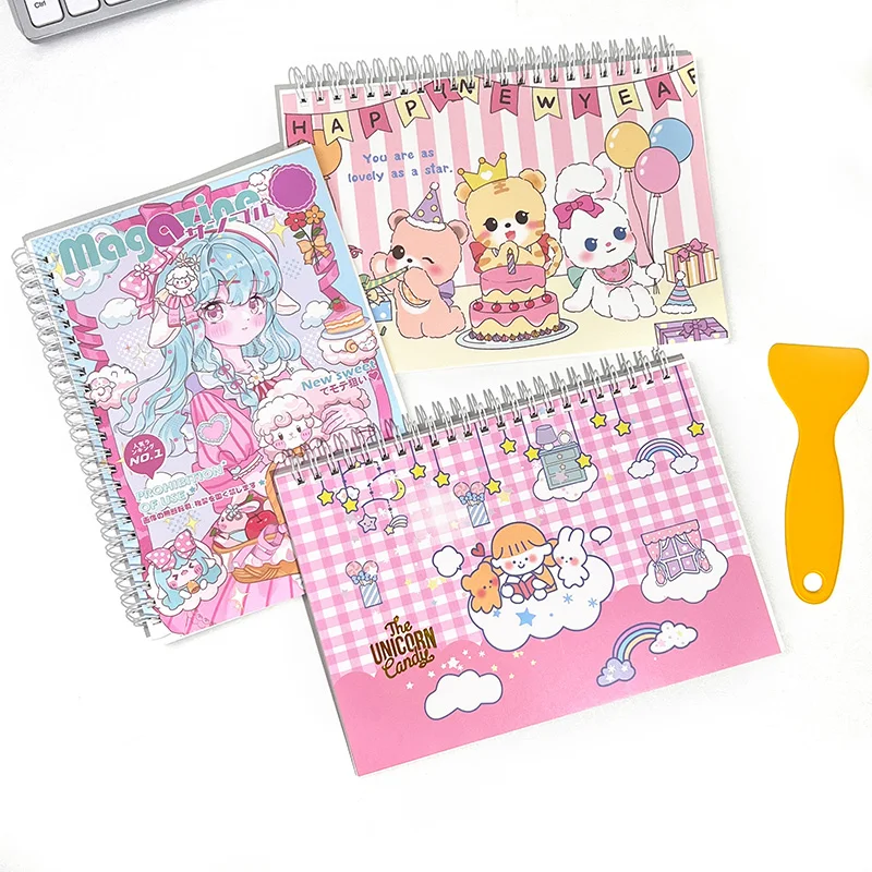 Custom sticker scrapbook albums diy silicone release paper reusable blank planner sticker book collecting albums covers for kids