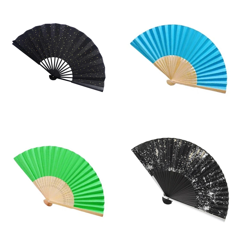 Custom Printed Large Hand Held Foldable,Clack Bamboo Fan for Women Rave Festivals Parties Accessories/