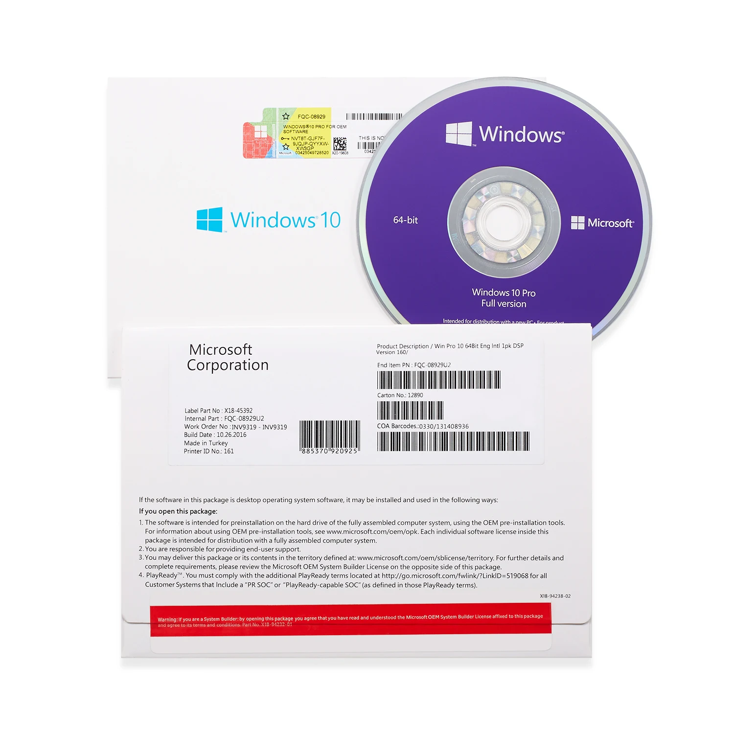 Win 10 Professional Window Pro OEM DVD полный пакет Английский язык 12 месяцев