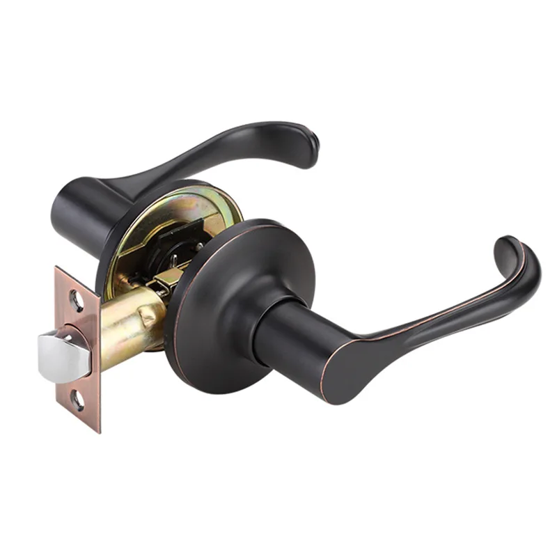 Luxury Black Lever Lock Square Plate Door Handle Passage Privacy Dummy Lock