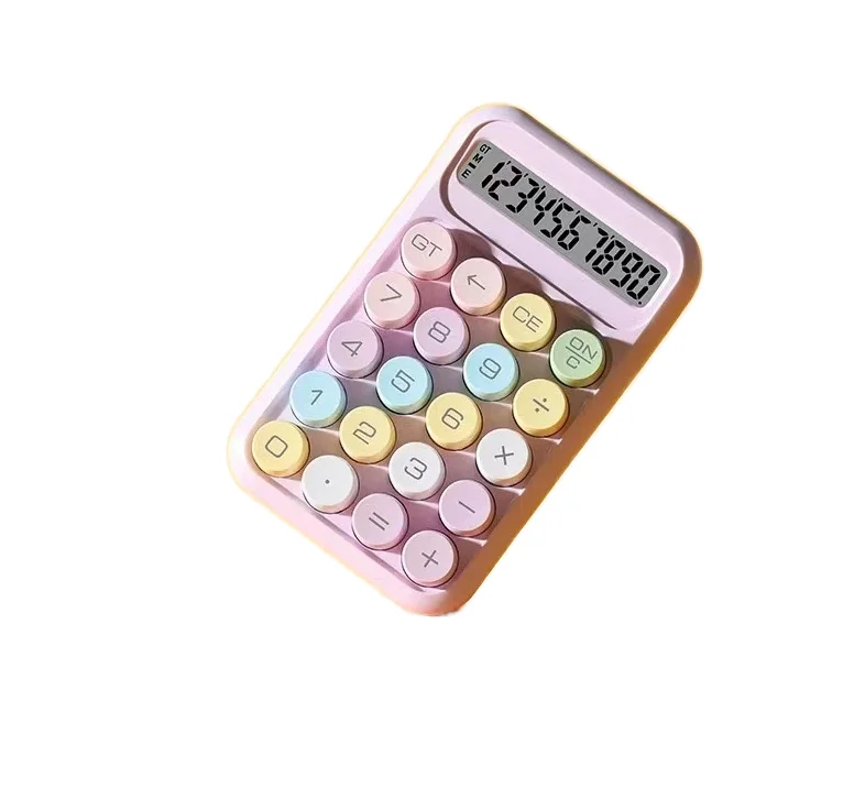 Portable 10-Digit Mechanical Keyboard Calculator Students Exam Accounting Mini Silent Feature Battery Operated Plastic