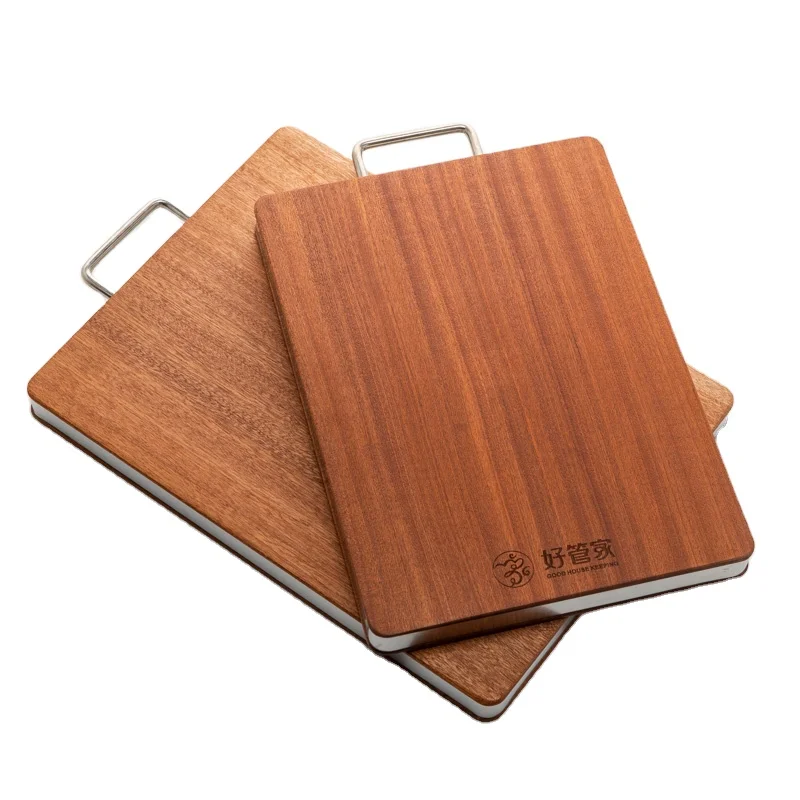 Home kitchen ebony chopping board commercial thick square wood cutting board with silicone Feet pad