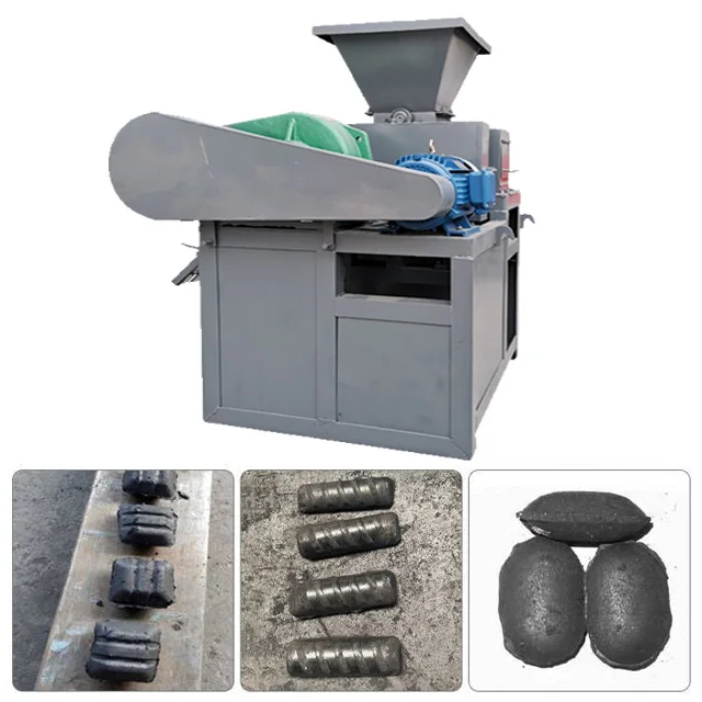Hydraulic Roller Type Coconut Shell Charcoal Powder Ball Press Machine Pillow Shape Wood Sawdust Charcoal Making Machine