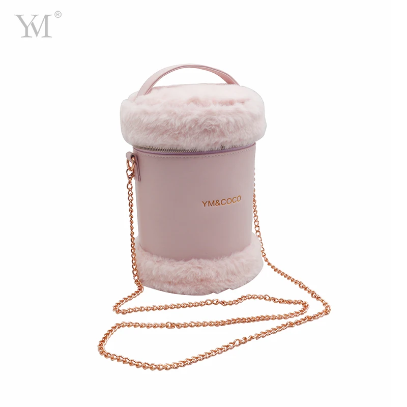Designer handbag set hot sale custom logo pink bucket one-shoulder portable cosmetic bag