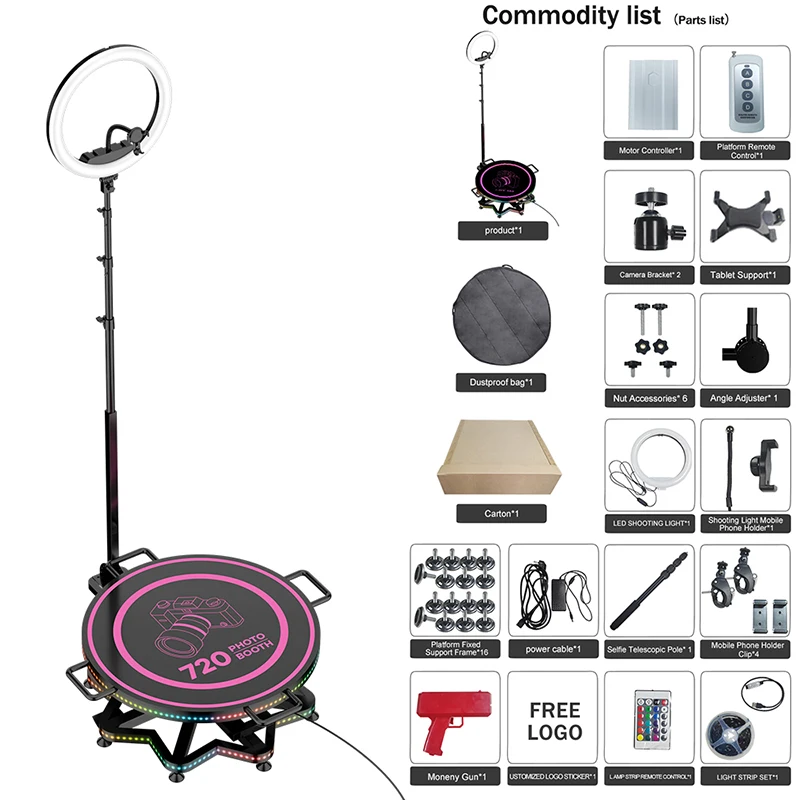 Wedding selfie portable 360 automatic photo booth 360 video booth stand rotating 360 kiosk photobooth spinning 360 photo booth