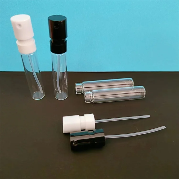 2ml Mini Travel Tube Glass Lab Bottle Sample Black White Perfume Bottle Spray Bottle