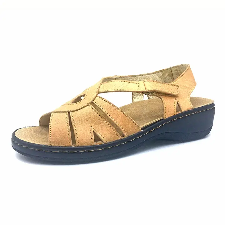 Fully Handcraft Women Wide Fit Wedge Leather Sandal