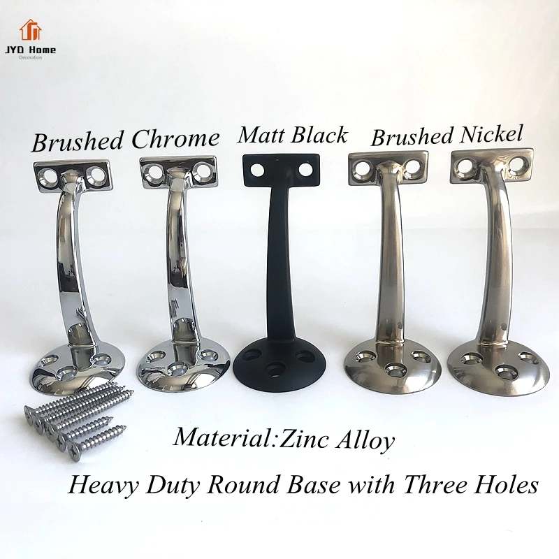 Wholesale Solid Heavy Duty Round Wall Mounted Brushed Brass Handrail Brackets for Wood Handrail Factory Direct with Round Base