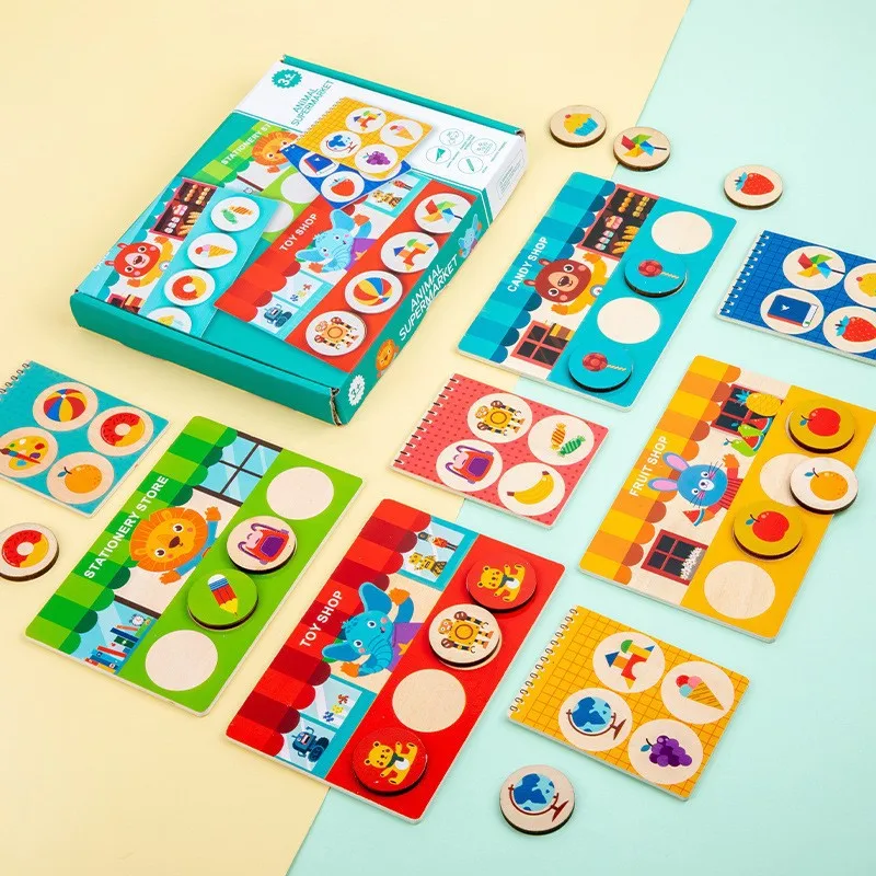 Custom Wooden battle games for kids Baby Toddlers store matching toys Thinking and reaction ability training card games Set