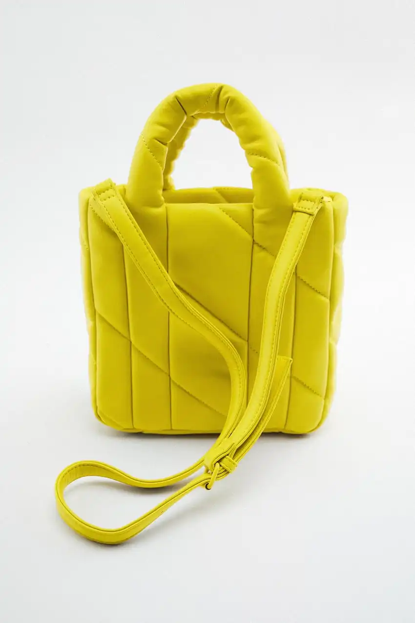 Sustainable Puffy Vegan Leather Women Shoulder Bag Crossbody Bag Designer Bag Neon Yellow