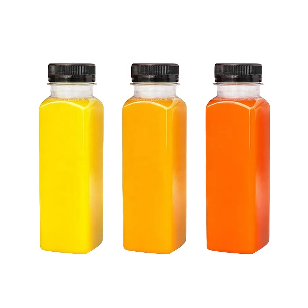 Original PLA RPET Beverage Bottle Full Size 250ml 350ml 500ml 1000ml 1500ml French Square Plastic Juice Bottle
