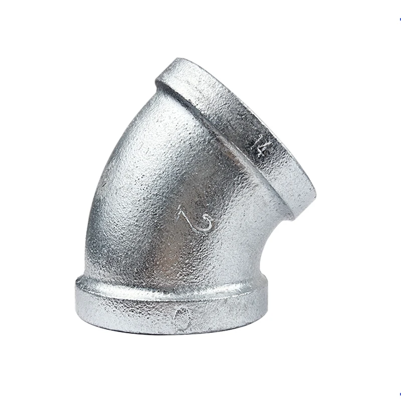 Manufacturer Directly Supply GI Pipe Fittings Hot Dip Galvanized  BSP Thread  45 Elbow For Water Oil Gas