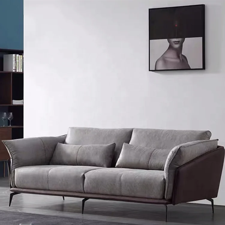 Home living room furniture sofa set White Couch Wide 7 Seater Sofa With Wooden Armrest
