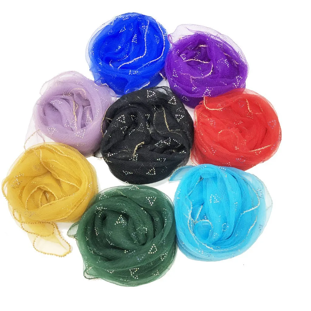 HZW-24123 Fashion Scarf with Rhinestone Shiny Silk Ruffle Hijabs Muslim Women Square Shawl Beaded Edge Muslim Hijabs