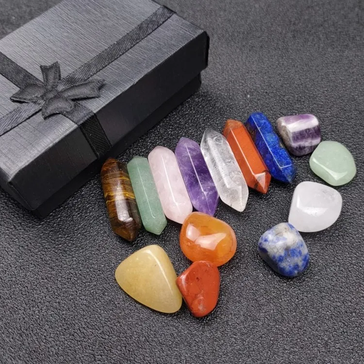 Chakra Healing Stone Set Reiki Yoga Meditation Healing Balancing Irregular Crytal 7 Chakra Kit With Gemstones Pendant Necklace