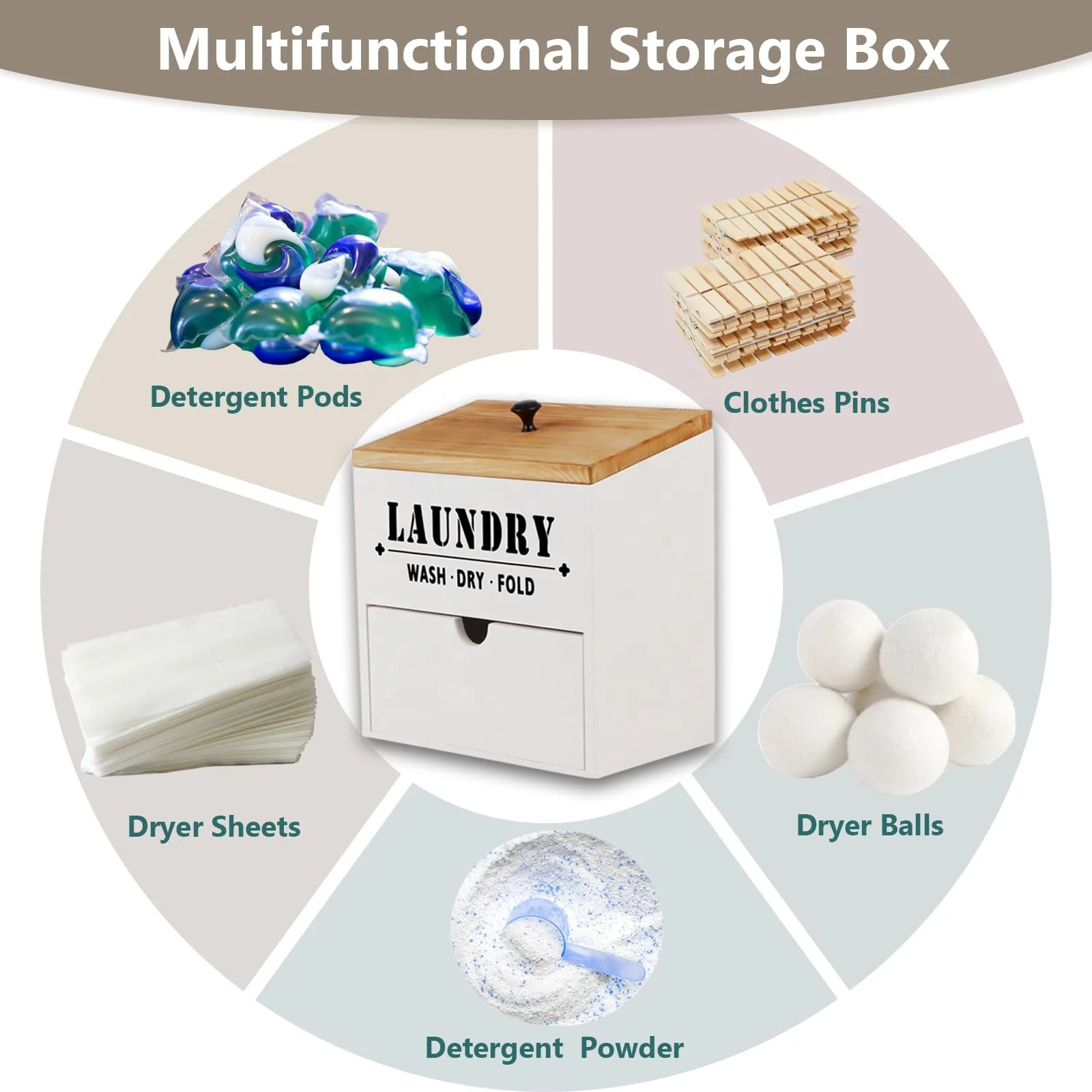 Hot selling home high quality laundry room wooden desiccant storage box laundry pod container Laundry Dryer Sheet Dispenser