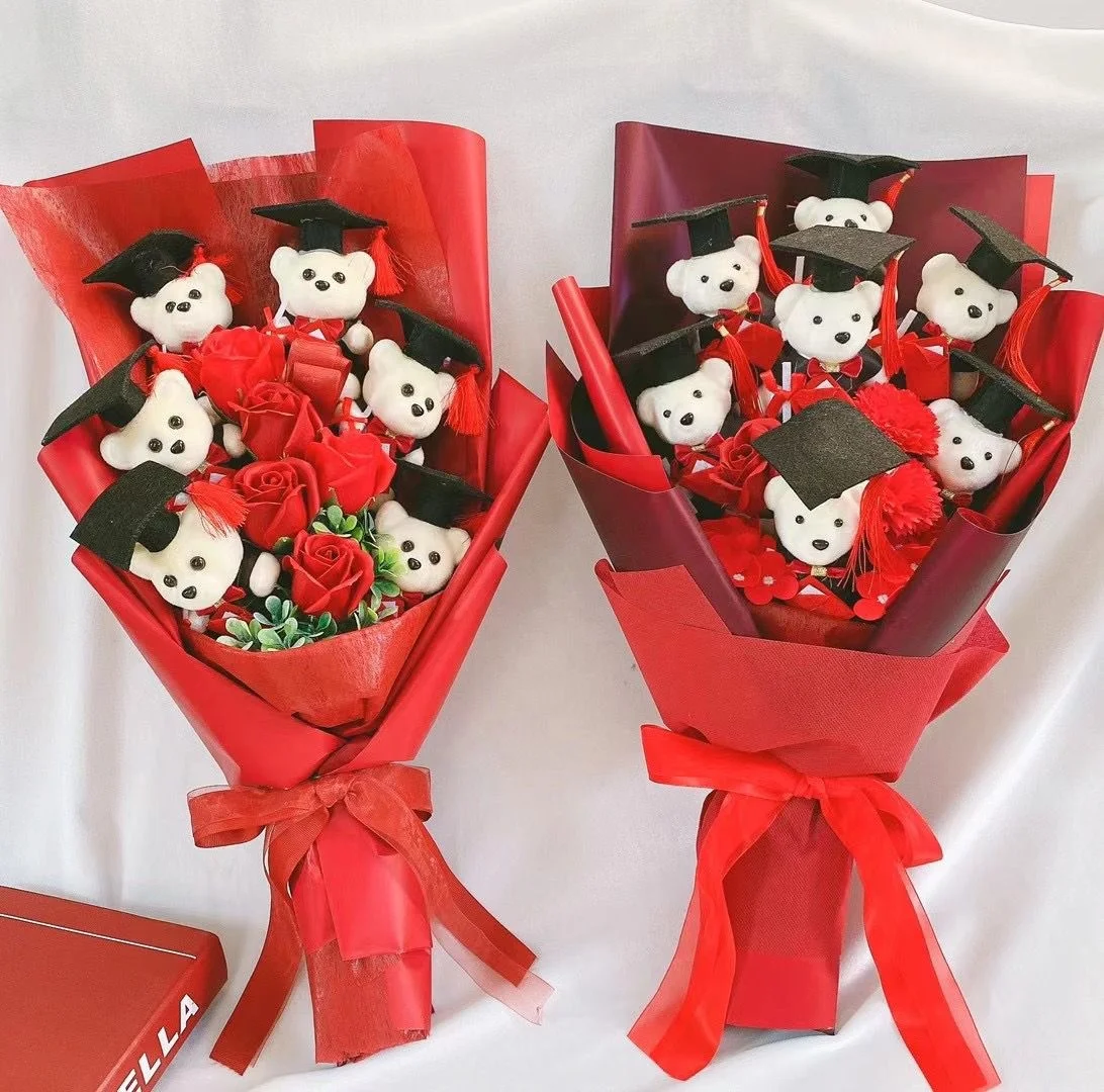 Плюшевый мишка тедди различных цветов, игрушка, Свадебный мультяшный букет, подарок на день матери