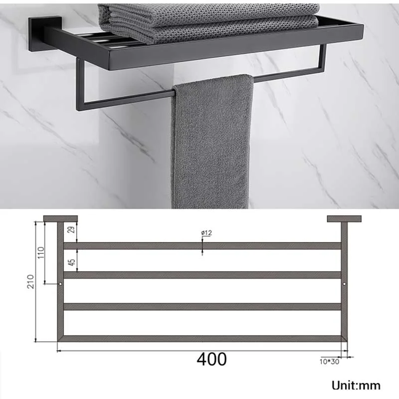 AMAXO Hotel Modern Wall Mounted Stainless Steel Matte Black Toilet Bathroom Accessories Set