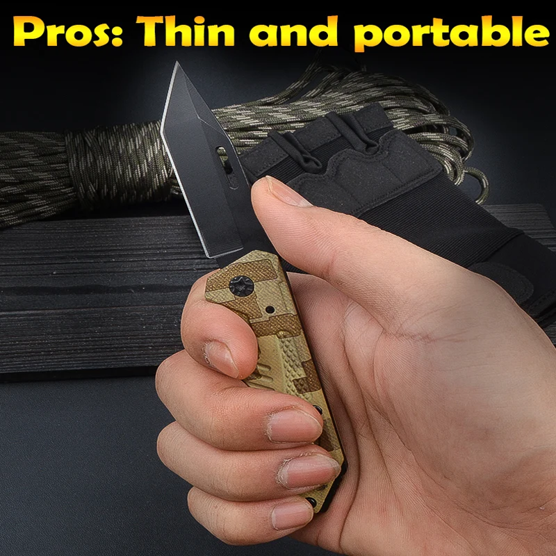 Folding Utility Knife with 3.3 Inch Black Stainless Steel Blade EDC Knife