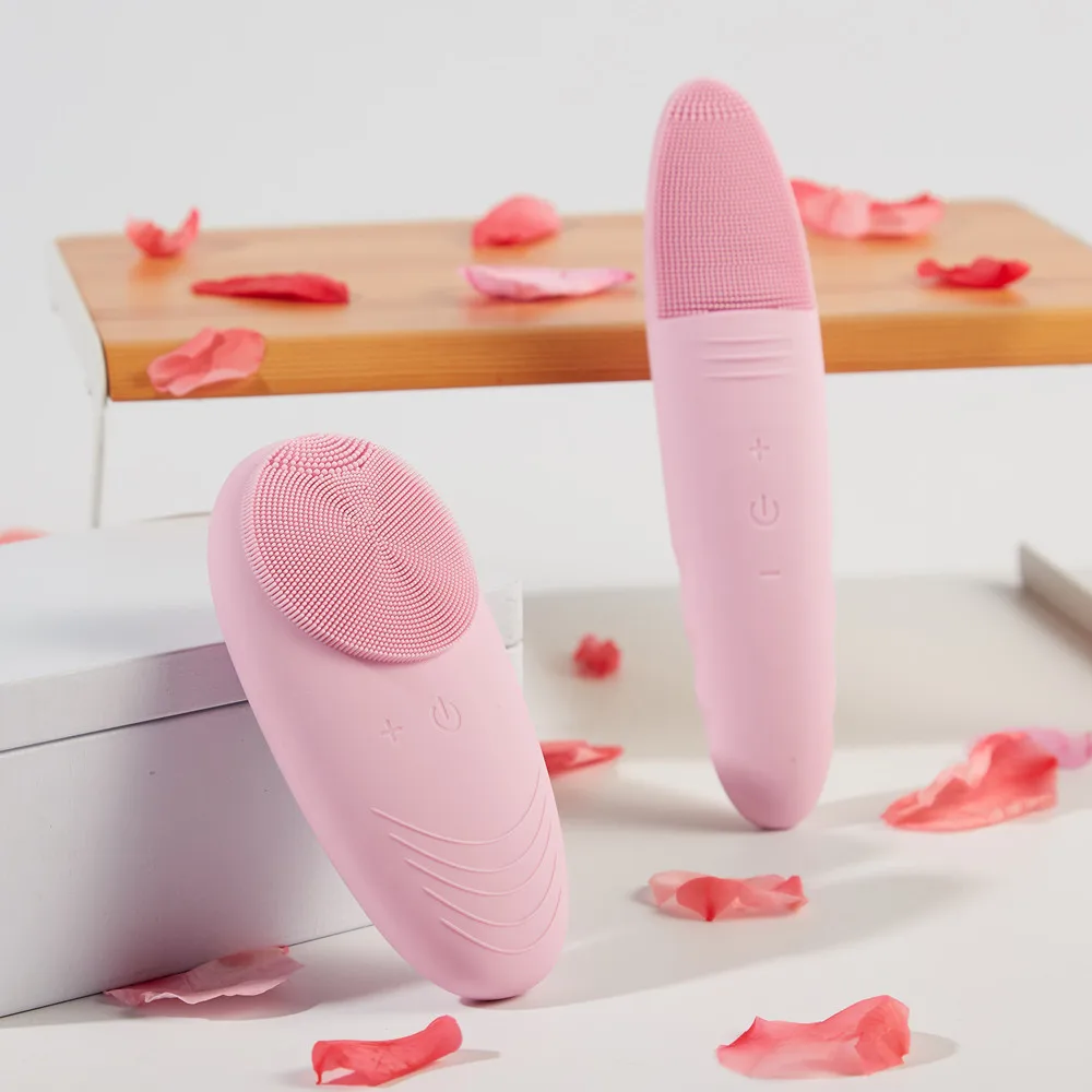 New Portable Ultrasonic Ion Skin scrubber Vibration Massager Cleansing Brush Silicone Facial Cleanser
