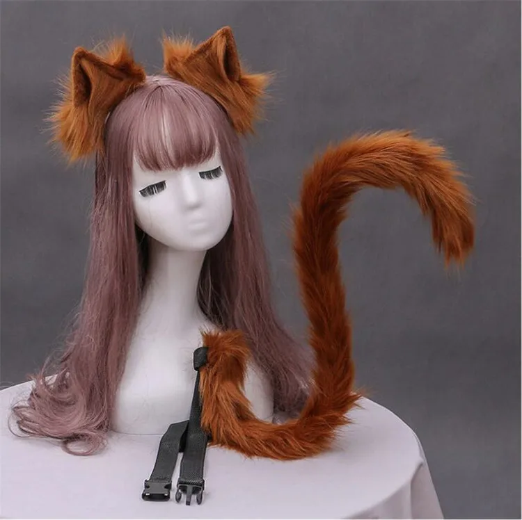 2021 New Fashion Kit Fur Cosplay Set Cat Ears and Tail Set for Party