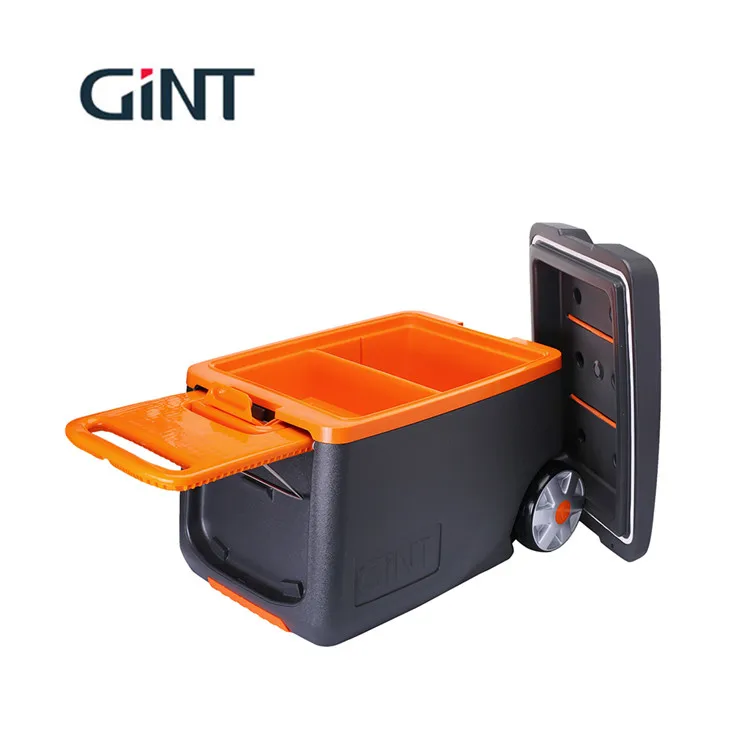 
2021 Popular Table cooler box with wheel PU form insulated outdoor ice box 