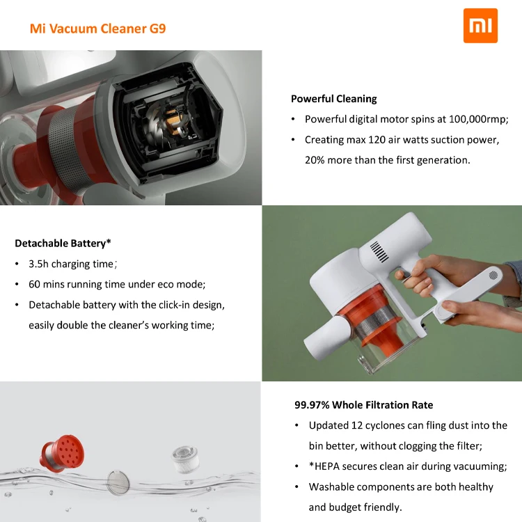 
Newest Xiaomi Mi Vacuum Cleaner G10 Upright Portable Handheld Stick Cordless Dust Collector Mijia Floor Carpet Vacuum Cleaner 