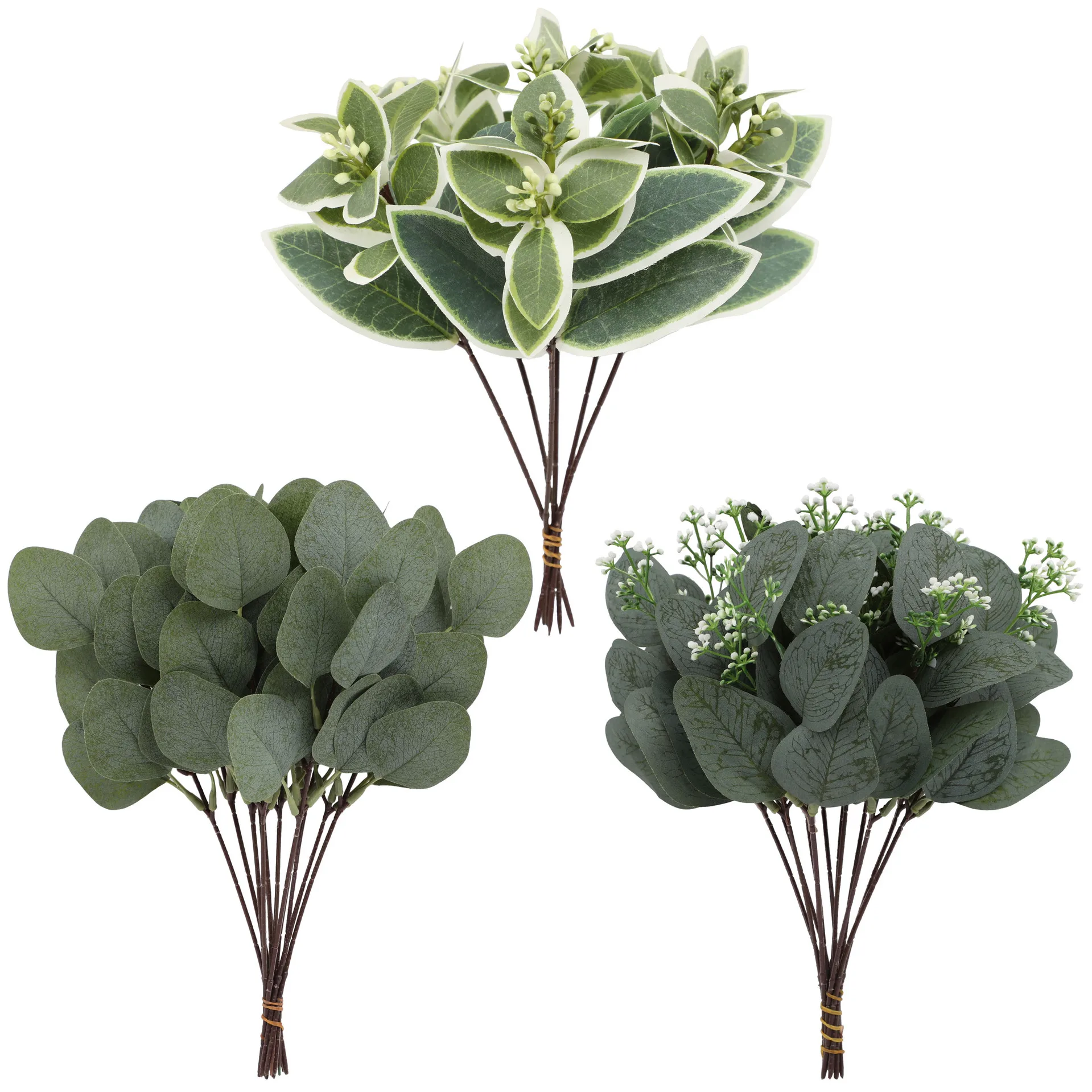 Real Touch Artificial Eucalyptus Green Leave Plant with Home Decorative Flowers Bouquet Christmas tree decoration