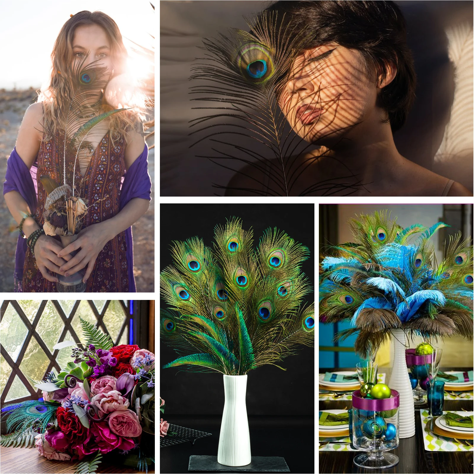 High Quality and Inexpensive Decor Peacock Feathers Real Natural Peacock Feathers Material for Cheap Sale DIY Craft Carnival