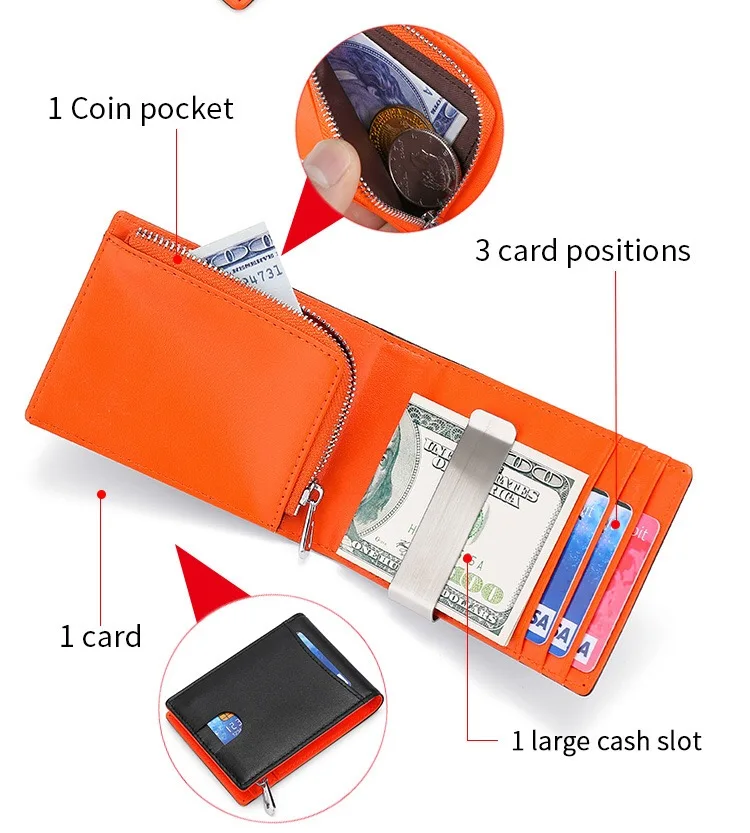 ISO9001 Новый дизайн мужской кожаный бумажник rfid Блокировка тонкий держатель кредитной карты минималистский передний карман для