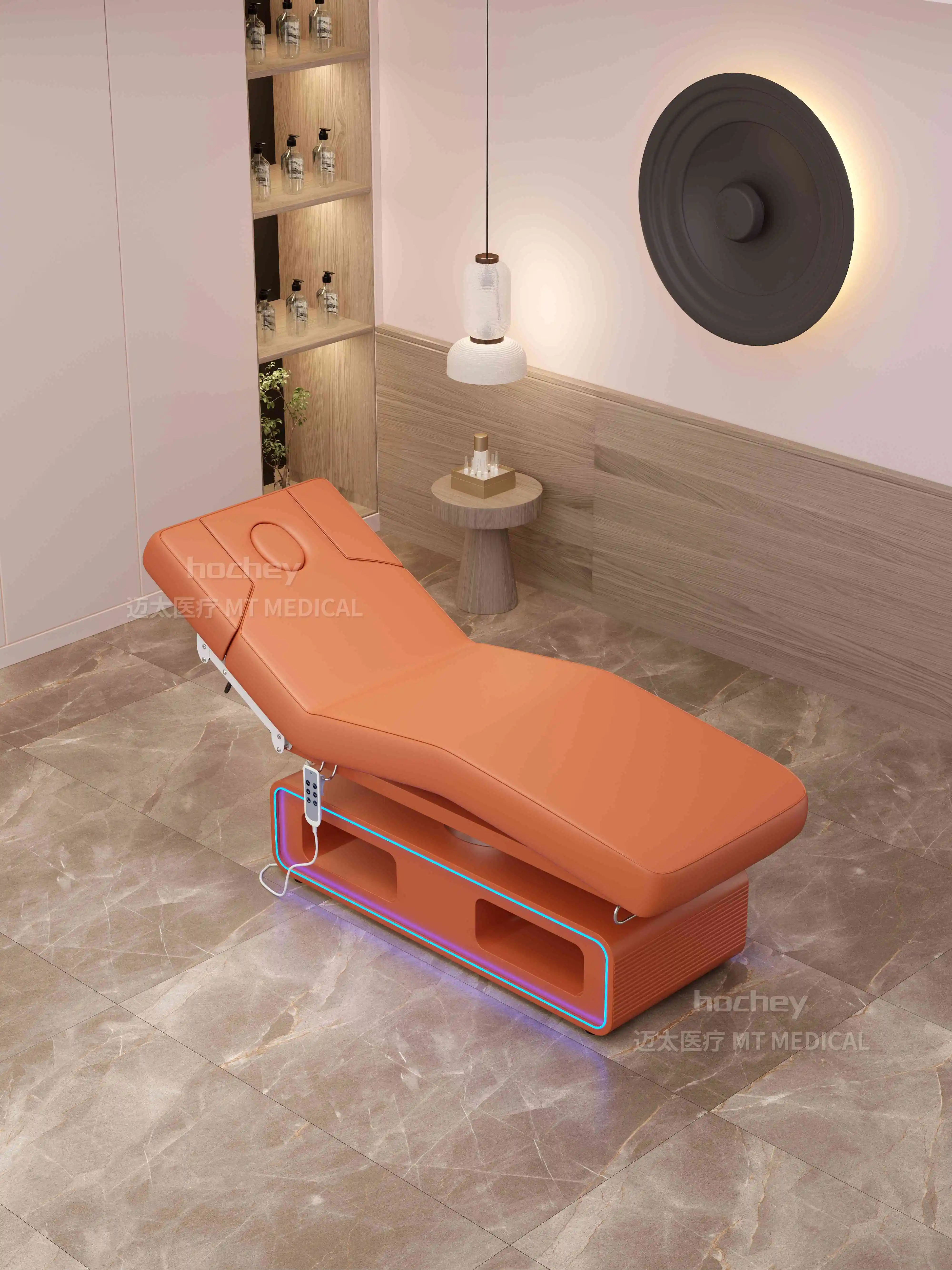 Hochey Beauty SPA Electronical Salon Furniture With Lights and Heating Function Golden Base With 3 Motors