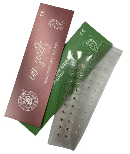 One Pack Diamond Crystal  and One Pack 24k Gold Auricular Therapy Point Sticker  Ear Seeds Kit With Gift Paper Packing Bags
