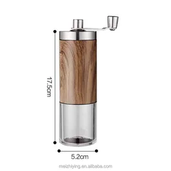 2022 Amazon Stainless Steel Hand Mills Portable Wood Marble Texture Ceramic Grinding Core Adjustable Manual Coffee Grinder