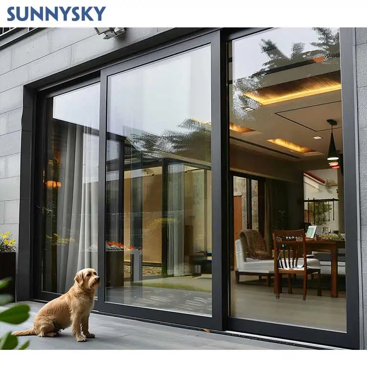 Sunnysky Tempered Glass Double Glazed Sliding Thermal Break Aluminum Bifold Interior Doors