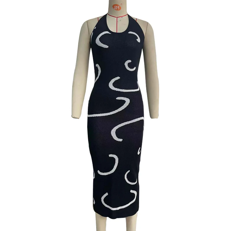 Wholesale YDL2467 Knitted dress hanging neck wool woven suspender long slim open back long skirt Maternity Skirt