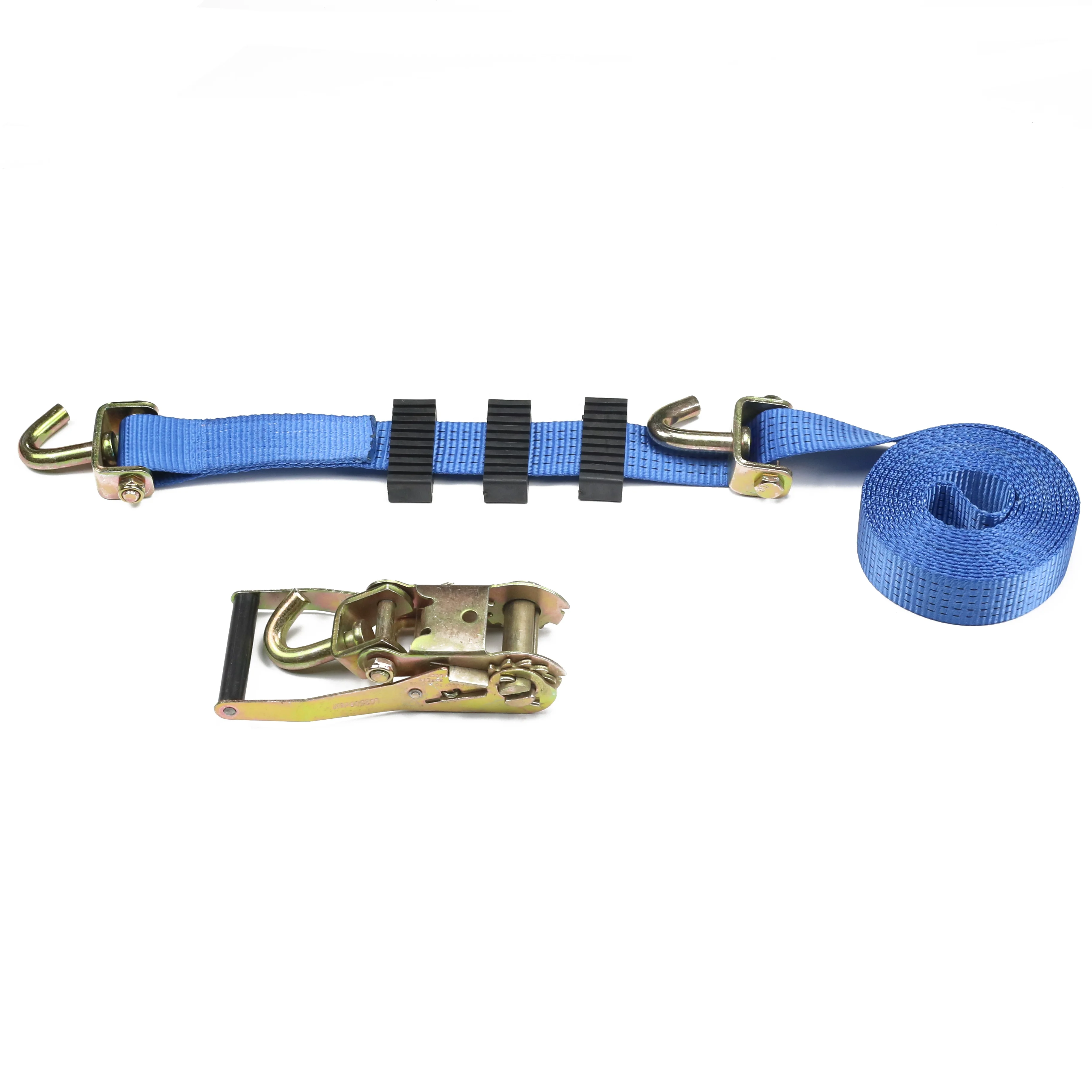 2' 50MM ratchet car tie down strap with Swivel Hooks and Rubber