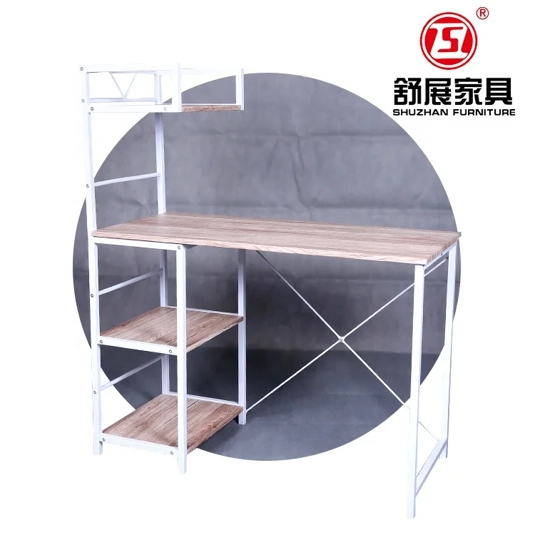 Dining room Fabric Folding Padded computer desk  Stack able  Fold able for office With book shelf metal Leg indoor  desk