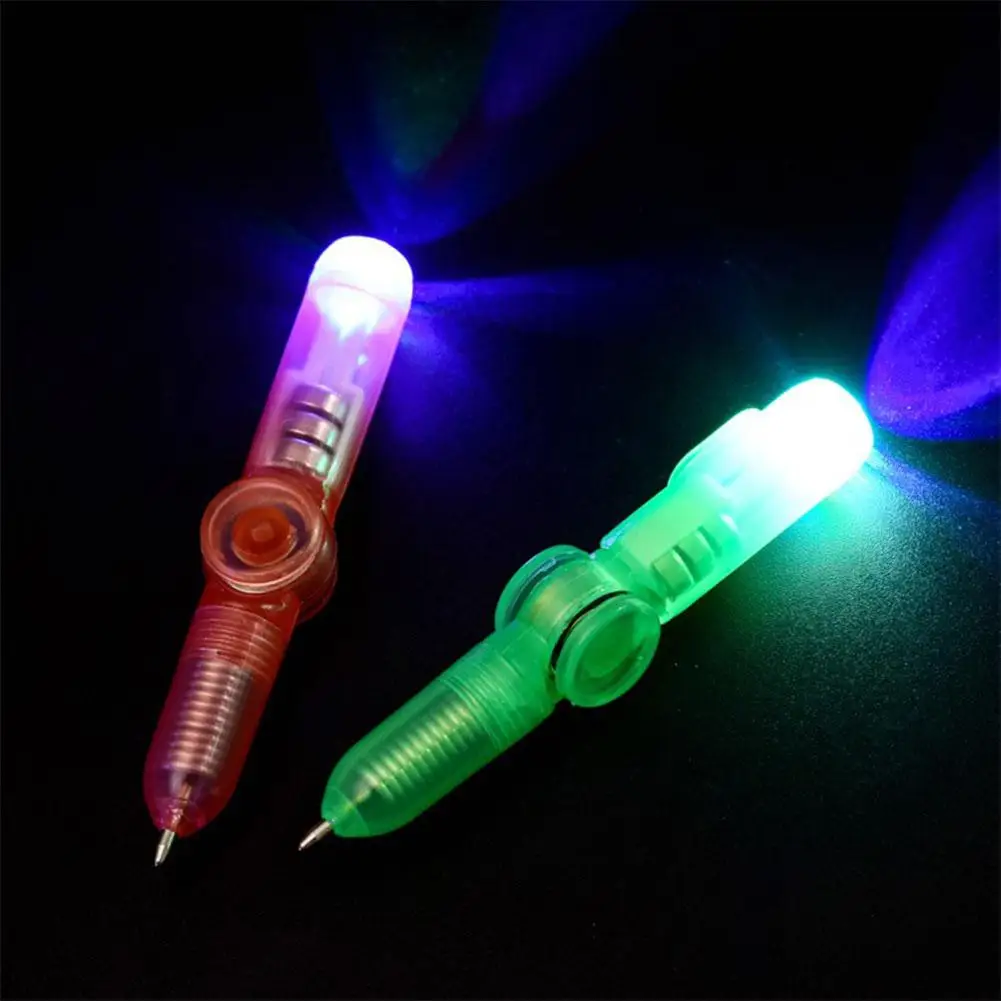 Stress Relief Promotion Toy Gift LED Light Spinner Fingertip illumination Decompression Gyro kids Ballpoint Pen