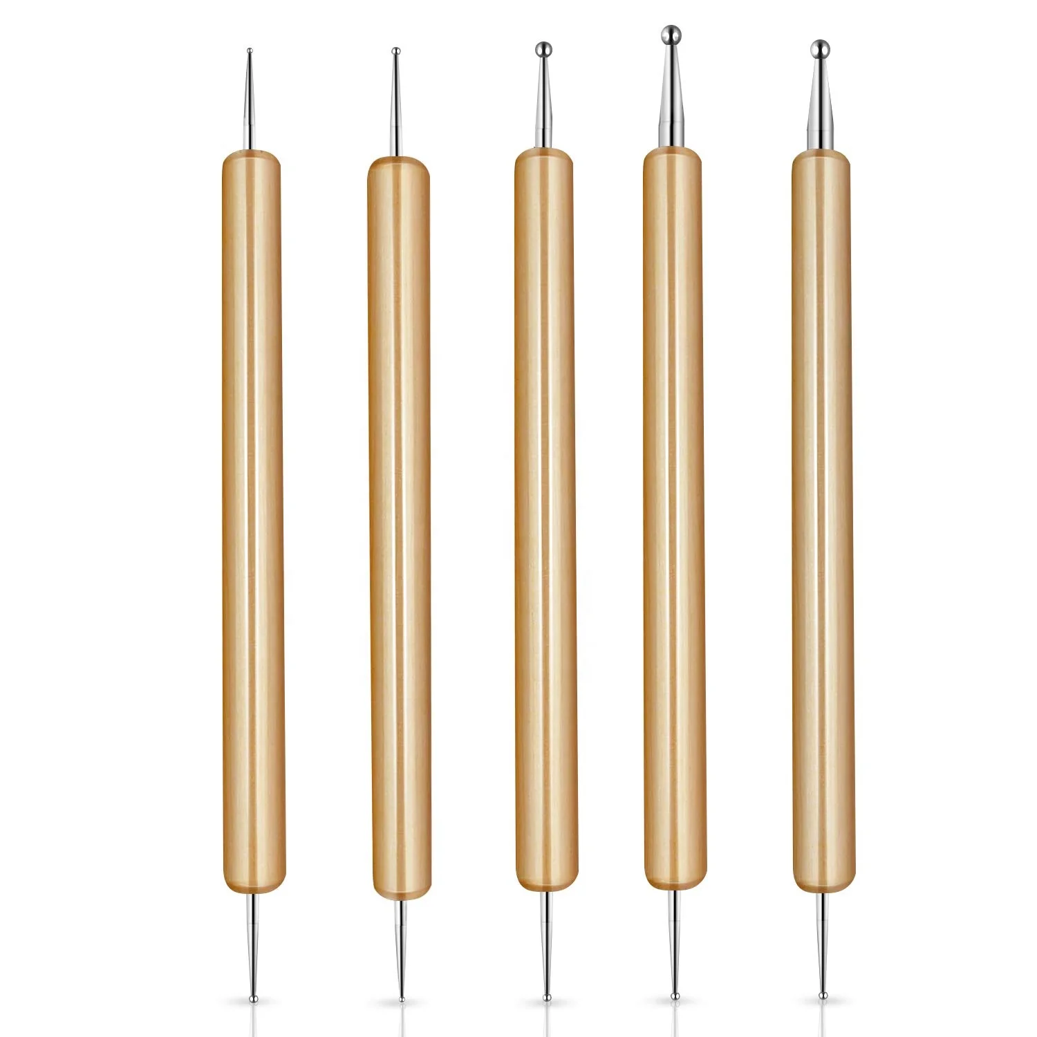 2022 Yihuale Double Ended Dotting Tools,5PCS DIY Design Nail Art 2 Way Wooden Handle Dotting Pen Tools