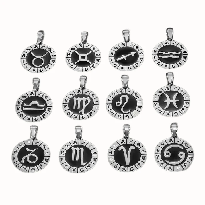 Амулет ювелирные изделия 12 Знак зодиака монета кулон 18K позолоченный из нержавеющей стали ожерелье зодиака кулон