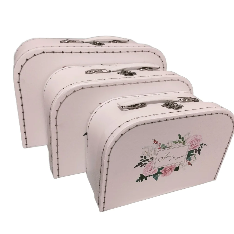 suitcase paper box suitcase white cardboard box baby travel suitcase gift box with handle