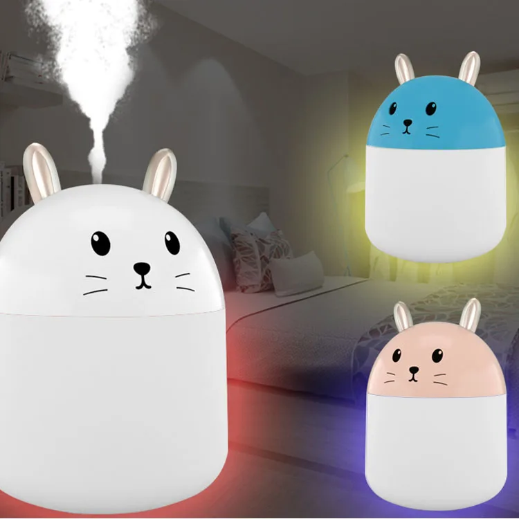 
Cute Rabbit Humidifier USB Rechargeable Air Humidifier Night Light Air Purifier Household Desktop Mute Air Humidifier 